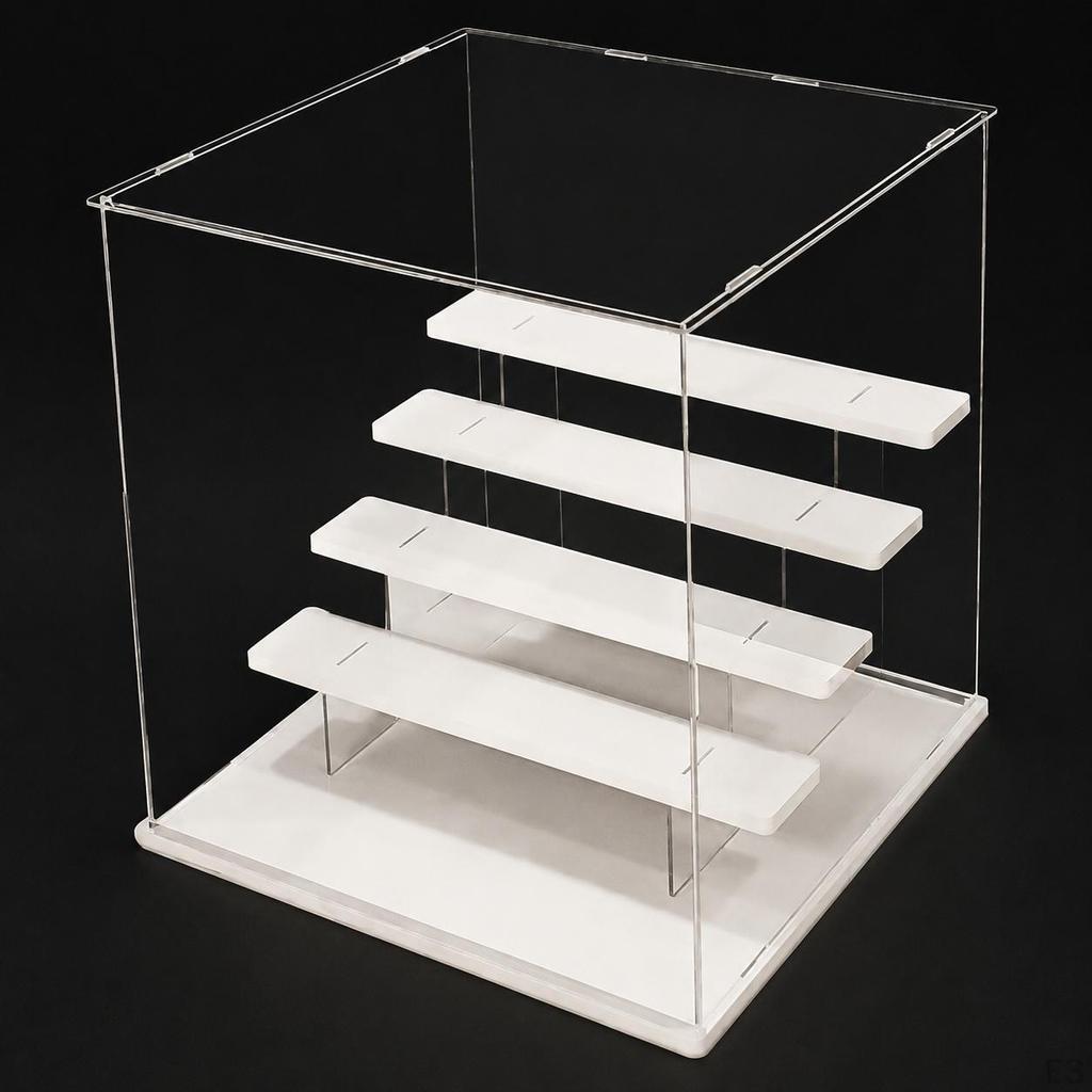 Acrylic Display Cabinets, Clear Model Case with Lid & Internal Shelves, Dustproof