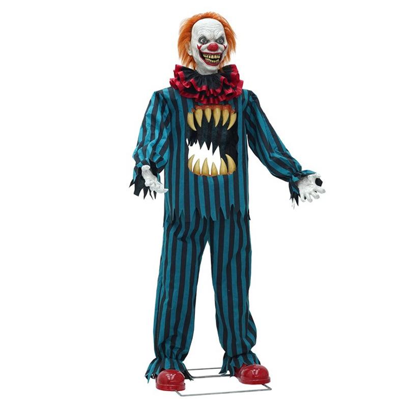 Hollow Out Joker Striped Terrifier Cosplay Costume, Pennywise Horror Mask Outfit