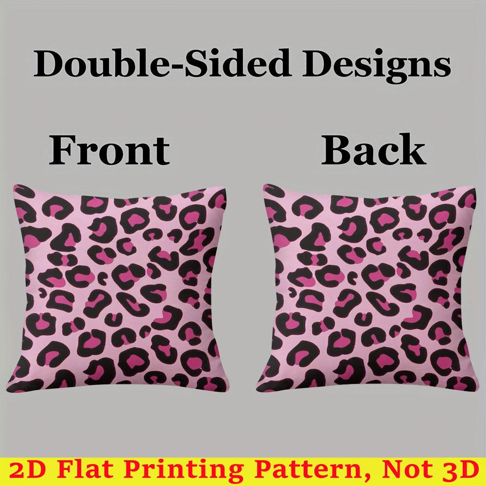 Pink Leopard Print square Jacquard Pillow Cover for Sofa Office Waist Cushion Cover Home Decorative Pillowcase