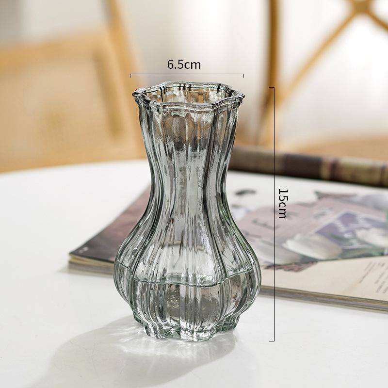 Nordic Cone-Shaped Transparent Glass Vase for Lucky Bamboo and Flowers