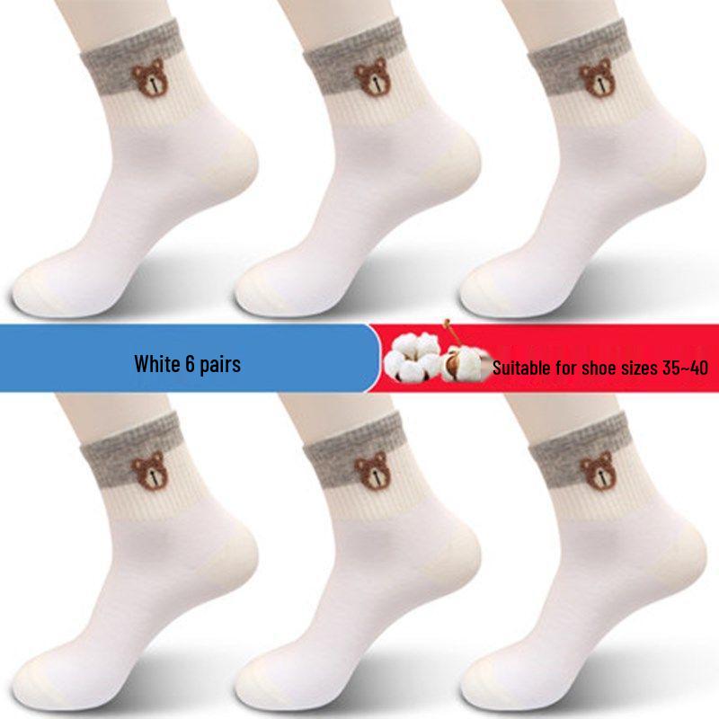Langsha Women's Cotton Mid-Calf Socks - Autumn/Winter Breathable Odor-Resistant Chinese Style for All Seasons