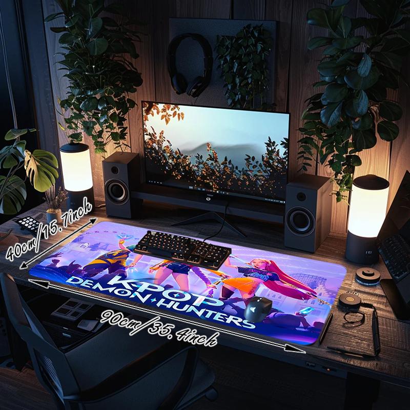 1Pc Kpop Demon Hunters Gaming Mouse Pad Keyboard Desk Mat Non-slip Rubber Lock Edge Waterproof Computer Mousepad for Office Home Decor Y1182