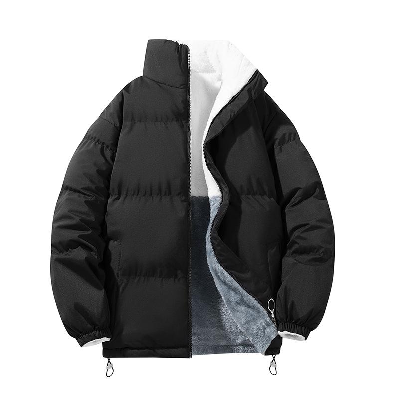 Lamb Wool Jacket Men's Autumn and Winter Stand-up Collar Cotton Clothes New Boys' Winter Clothes Piled Thickened Bread Cotton-padded Clothes