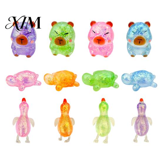 Sensory Stimulation Toy Glitter Cartoon Animal Fidget for Adults Kids Cute Pig Duck Soft Touch Stress Ball Turtle Squeeze Relief Easter Basket Stuffer