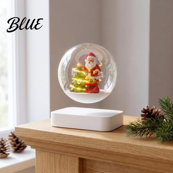 Unique Winter Seasonal Display Magnetic Levitating Santa Claus Tree Ornament with LED Light, Lighted Rotating Floating Creative Christmas Party
