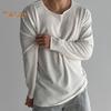 Spring Autumn Men Top Round Neck Long Sleeves Thin Hollow Out Solid Color Loose Mid Length Pullover Hip Hop Streetwear Sweatshirt