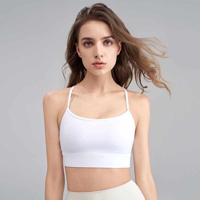 

Adjustable Vest Pilates Sports Intimates Female Sexy Beauty Back Fitness Yoga Underwear Intimates Fixed Chest Pad One-Piece Cup XL white white
