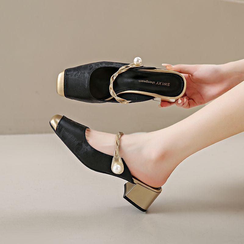 Fashion Heels Women Chinese Style Wedges Shoes For Women Summer New Fairy Style Fashion Baotou Thick Heeled Cool Slippers Tacones Altos