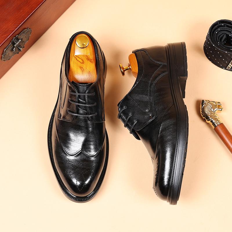 Golden Sapling High Quality Brogues Business Shoes Men Retro Korean Style Leather Oxfords Thick Soles Man Party Dress Shoe Male