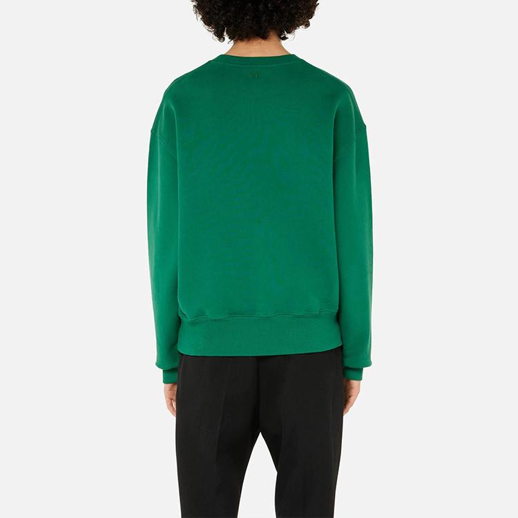 Amiparis Fw21 De Coeur Logo Embroidered Solid Color Crew Neck Pullover Long Sleeve Sweatshirt Men sweatshirt Green A21HJ028747-300