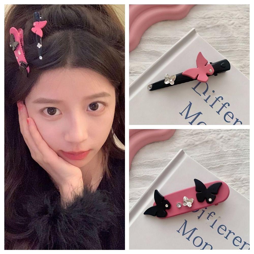 

Pink Color Y2K Hair Clip Y2K Butterfly Side Clip Cute Butterfly Duckbill Clip Daily A