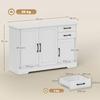 Aparador - HOMCOM - 3 puertas, 2 cajones y estante regulable - panel de partículas y MDF - 120 x 38 x 79 cm - blanco
