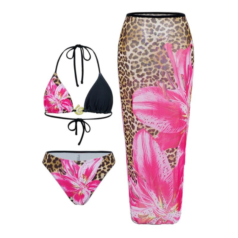

Новый женский купальник-тройка бикини с принтом лилий премиум сексуальное платье S
