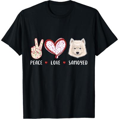 Peace Love Samoyed Gift for Men Women Kids Samoyed Dog Mom T-Shirt