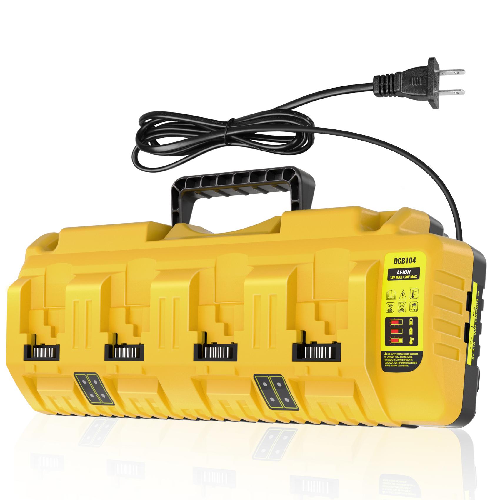 KUNLUN DCB104 Replacement for Battery Charger Station,4 Port Fast Rapid Charging Station For All 12V 20V Battery