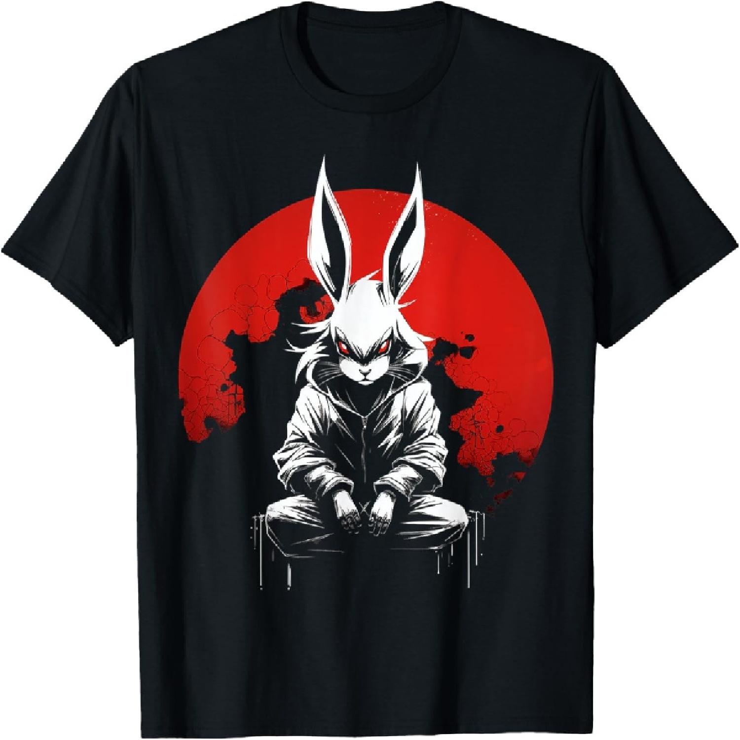 Rabbit Animal Motif Illustration Rabbit T-Shirt(2) S