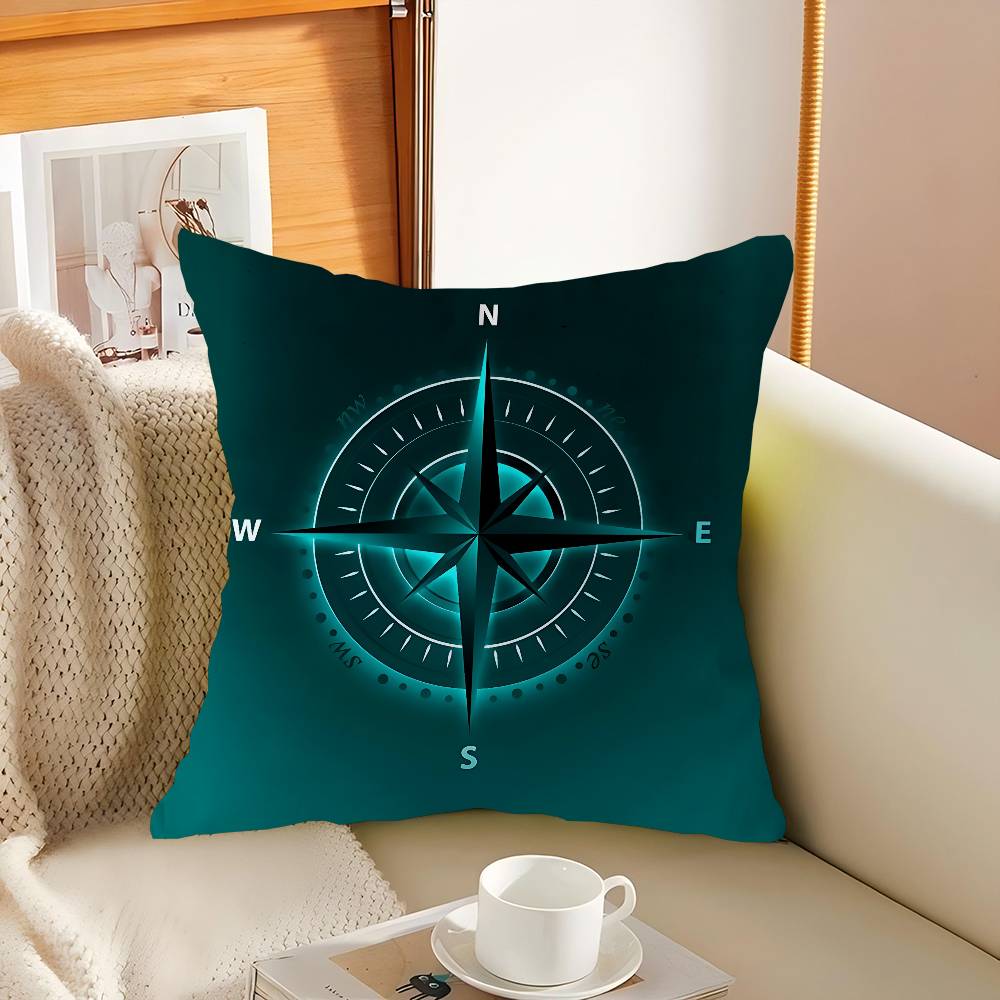 N-Nautisches C-Kompass-Logo Personalisiertes Bild Text Heimdekorative Kissen Haushaltsgeschenke 45x45cm