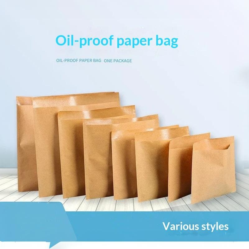 100Pcs Oilproof Kraft Paper Sandwich Wrappers Greaseproof Paper Bags Disposable Takeout Barbecue Pancakes Hamburger Pouch
