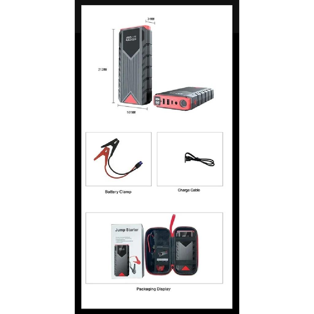 Car Jump Starter Pack 12V 3000A 2000A 1600A 1000A Booster Battery Charger Emergency Power Bank with PD65W SOS POS Flashlight