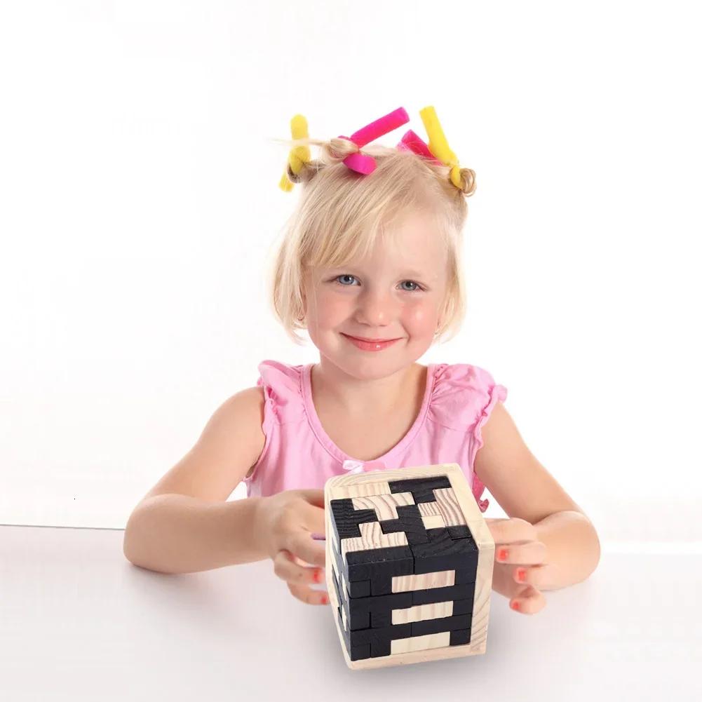 IQ Mind Early Learning Game Gift For Children Letter 54T3D Cube Puzzle Luban Interlocking Creative Educational Wooden Toy Brain