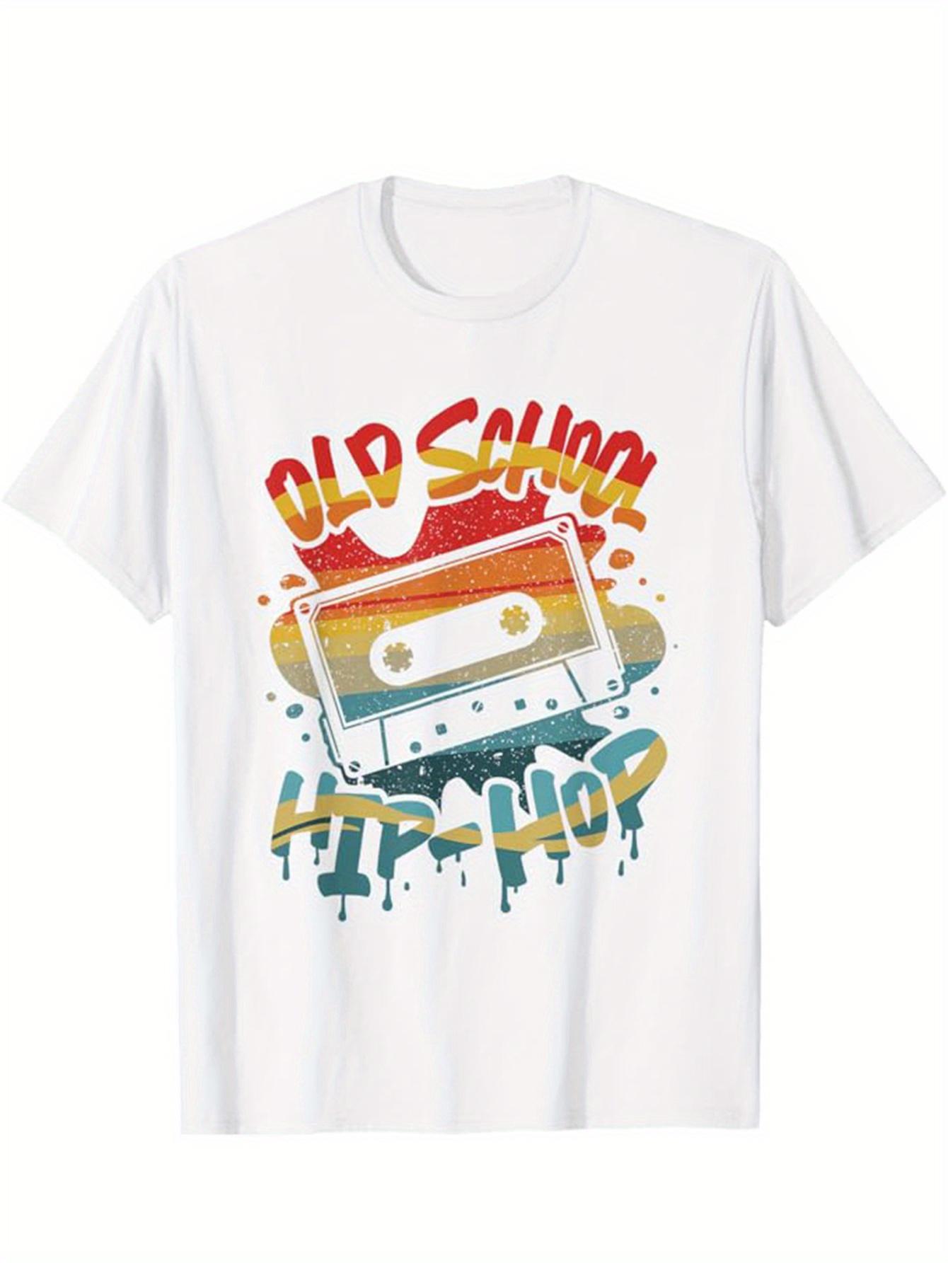 Vintage Hip Hop Graphic Tee  Retro cassette tape and old school hip hop design loose fit tee machine washable S