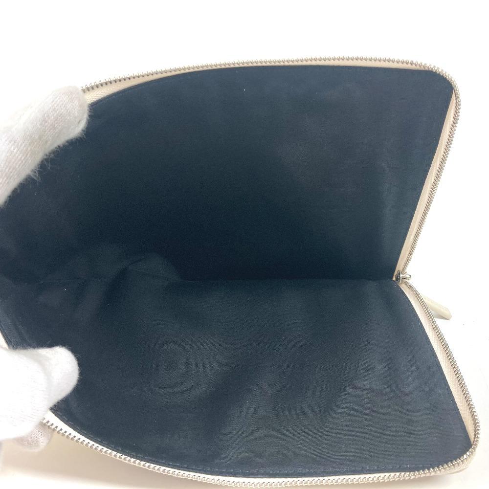 Bvlgari Fragment Logo Double Zipper Pouch Bag Clutch Bag Leather White/Black