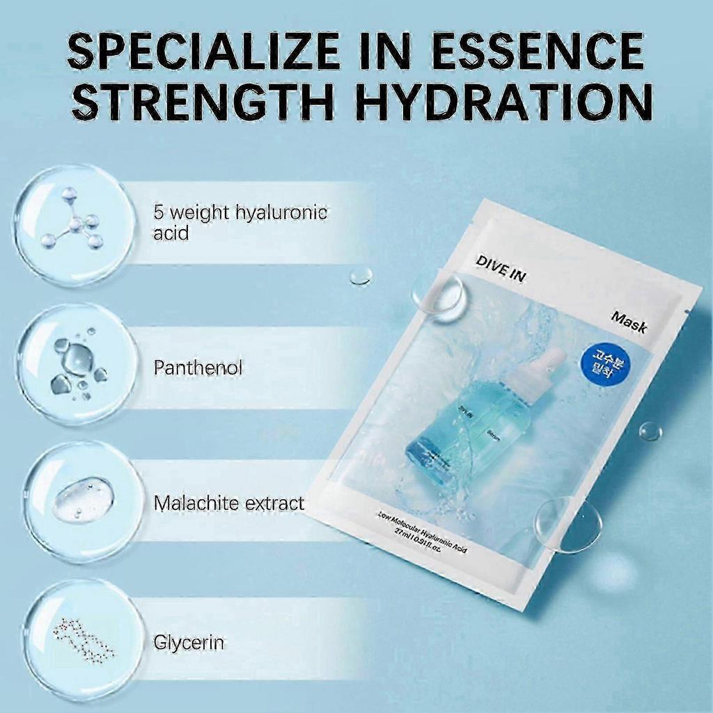 Torriden DIVE IN Hyaluronsäure Gesichtsmaske - Extra feuchtigkeitsspendende koreanische Tuchmaske mit Panthenol & Allantoin, 10 Stück