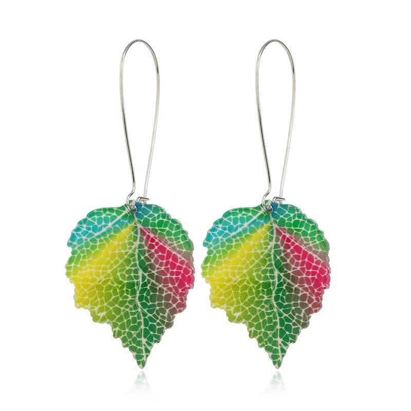 Retro Forest Leaf Resin Earrings - Japanese & Korean Style, Transparent Summer Acrylic