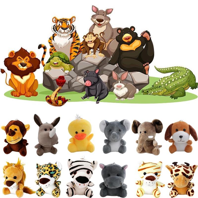 Großhandel mit Greifautomaten-Plüschtieren aus Waldtier-Materialien (10 cm), Tiger und Löwe (Plüschtiere), Schlüsselanhänger, Dekorationen und Accessoires aus Plüsch, PP-Baumwolle, individuell gestaltbar)