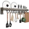 Gun Gray Kitchen Rail Hook Punch-Free Multi-Functional Organizer: Spoon, Spatula, Knife Holder with Hanging Hooks