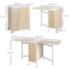 Dining Table, Folding, Drop Leaves, 4 Compartments, Seats 4, 169 x 60 x 75 cm, Oak and White