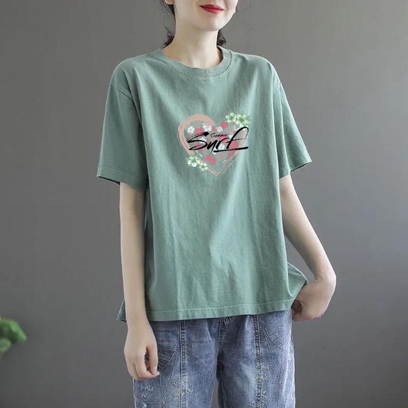 2025 Korean Style Women's Loose Letter Print Slimming T-Shirt