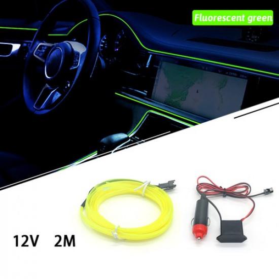 2m EL Wire Neon Light For Car Interior LED Atmosphere Strip Decor Asscessories