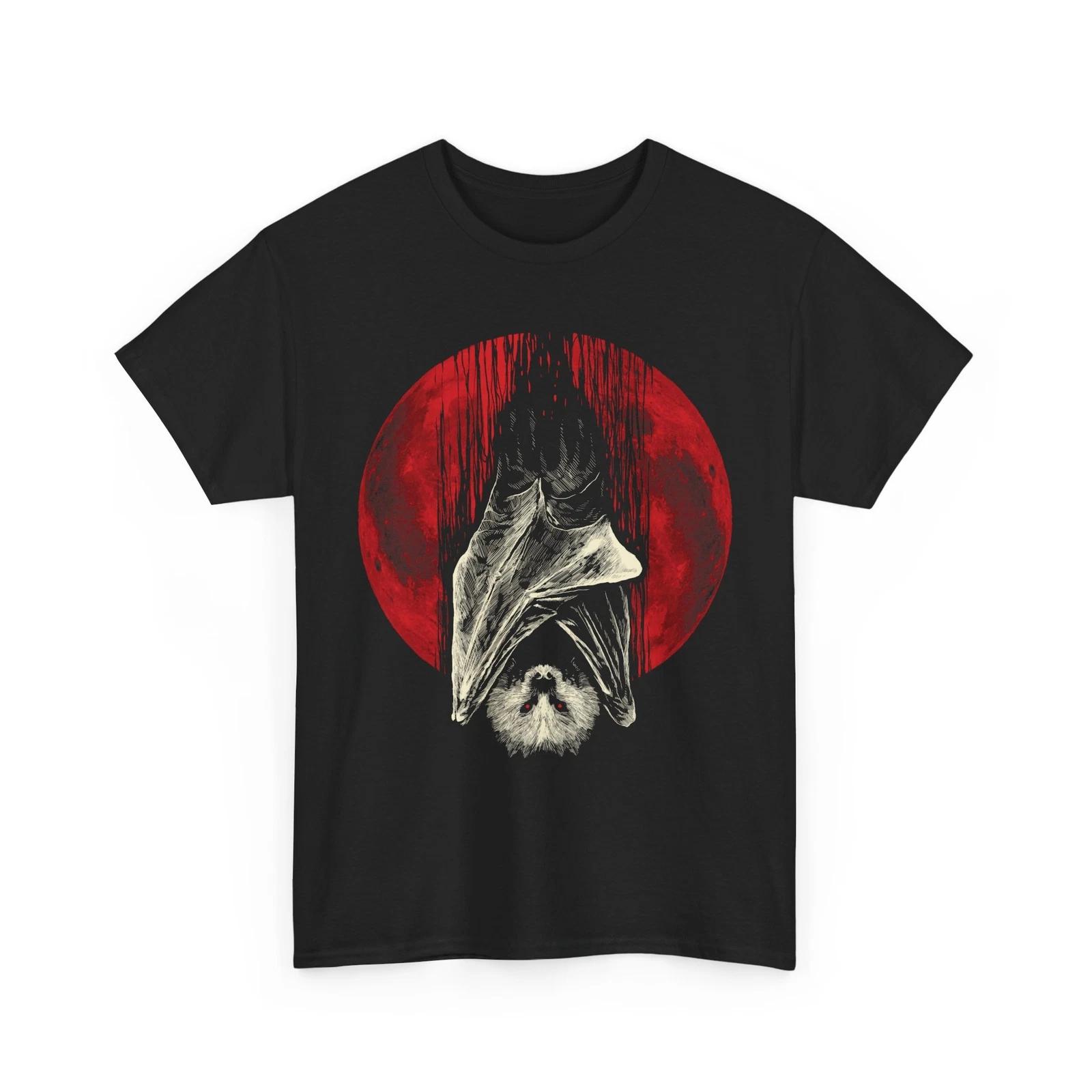 

Vampire Gothic T-shirt Neutral Blood Moon Bat T-shirt Four Seasons Men and Women Pure Cotton Casual Fashion Street Clothing 4XL