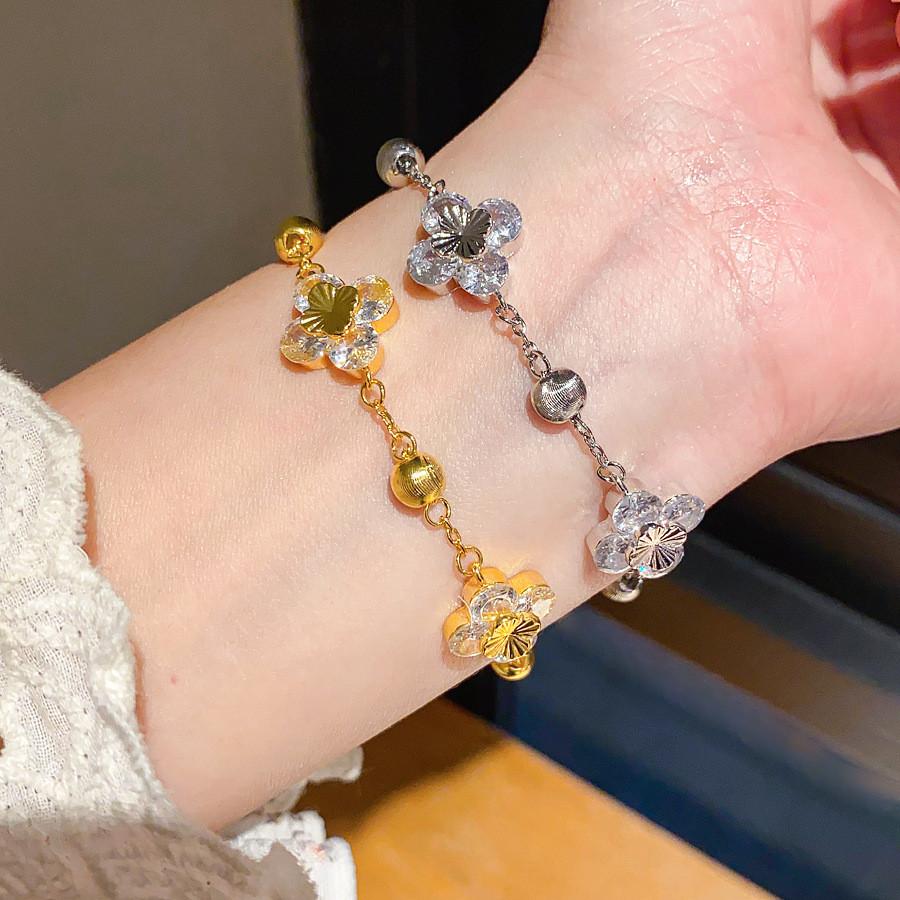 Fashion Jewelry Floral Zircon Stone Bracelet With Copper Material For Women
