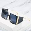 Square Sunglasses, Trendy Large-Frame Glasses Of The Same Style, Personalized Rice Nails, Metal Sunglasses For Women