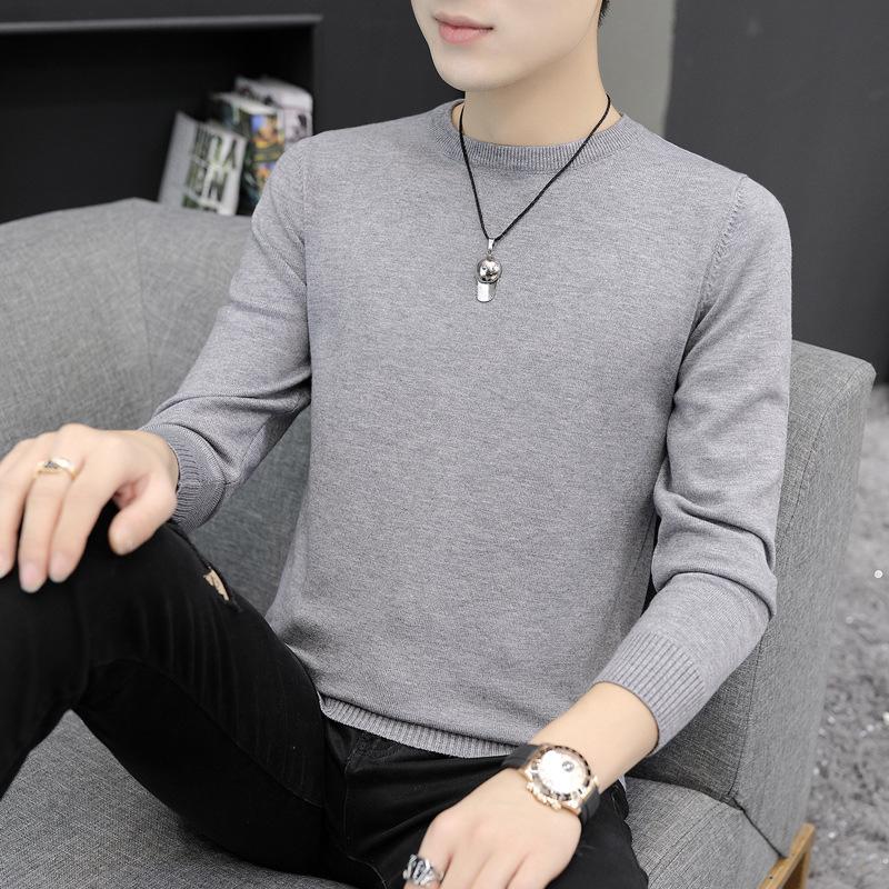 Men S Solid Color Long Sleeve Knit Pullover Sweater