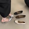 Feenwind sanfte Schuhe Damen Frühling 2025 neue Schleife eckige Zehen flache Sohle Schuhe silber hell Mund Mütze Schuhe
