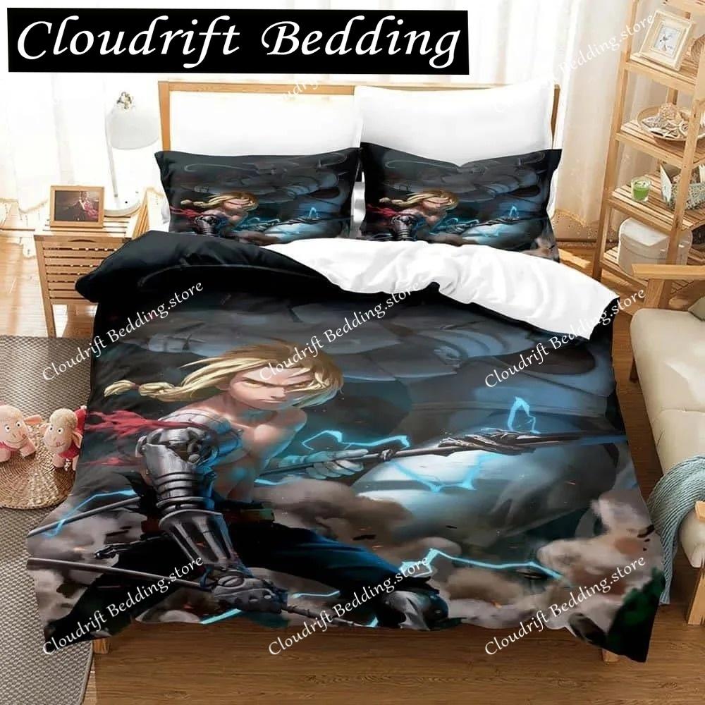 Set di biancheria da letto Fullmetal Alchemist con cartoni animati stampati in 3D, singolo, doppio, matrimoniale, king size, per adulti e bambini