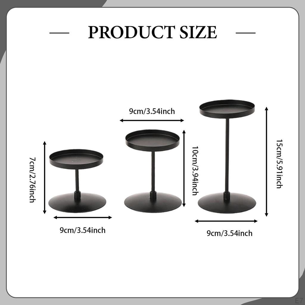 3 Pieces Candle Holder Iron Vintage Stand Decorative Handmade Non-Slip for Dining Room Living
