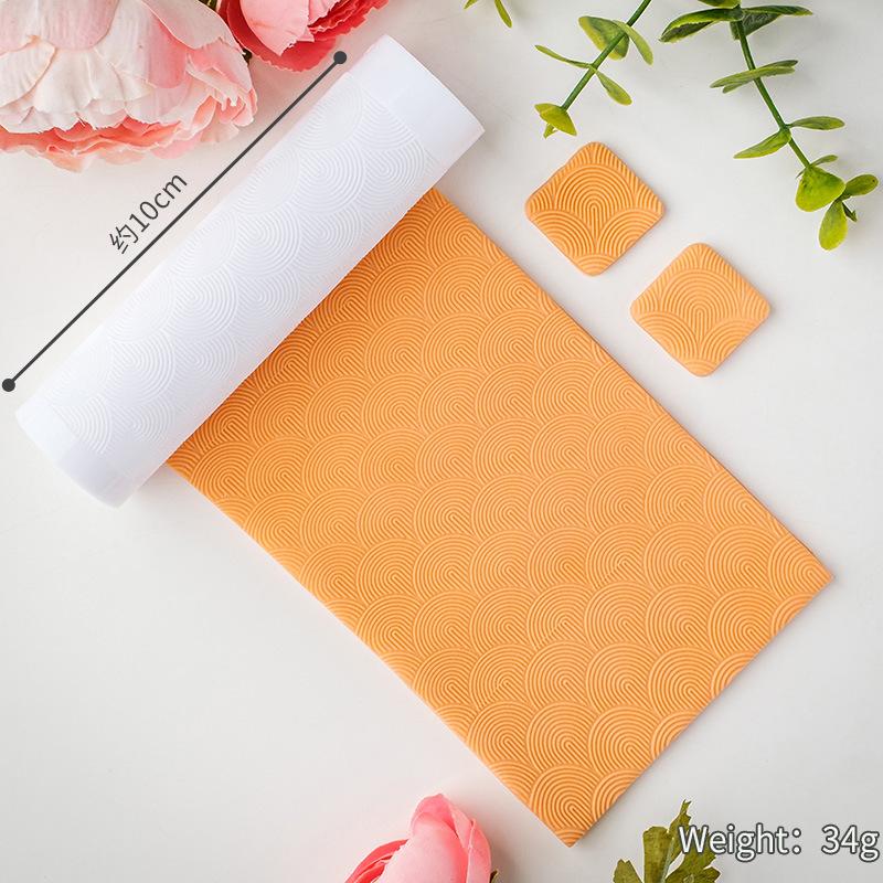 Geometrická textura Měkká hlína Váleček na válení Snadné čištění pro DIY výrobu Náušnic Přívěsků Šperků Ražená textura