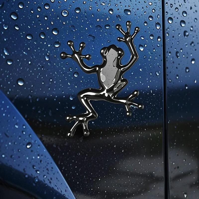 3D Metal Frog-shaped Car Sticker: Fun Car Badge for Trunk, Fender and Door Decoration & Modification Accessories