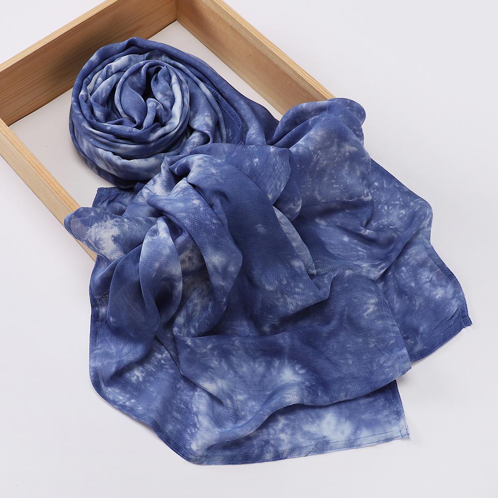 Hot Selling Tie Dye Printed Hijab Modal Cotton Viscose Scarf Rayon Shawl Lightweight Muslim Ramadan Headscarf Scarves