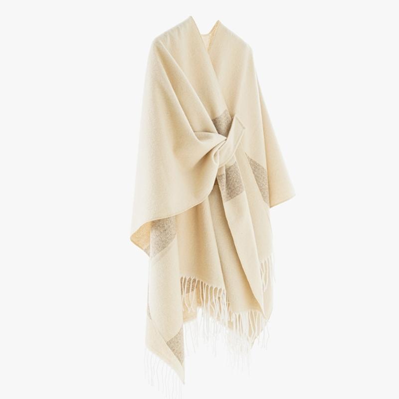 Warm Plaids Scarf Capes Light Weight Polyester Shawl Unisex Softable Shawl for Women Outdoor Commutes