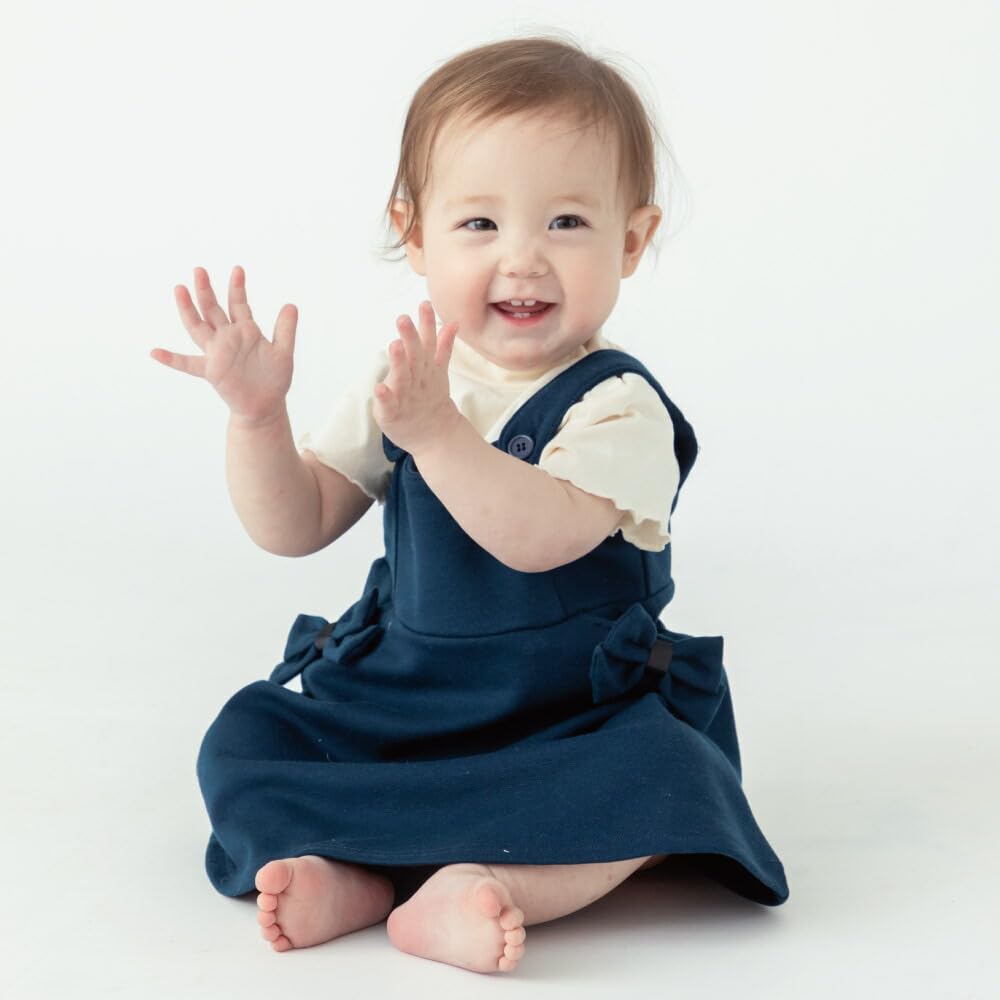 Ever Closet Clothing Girls Clothing Baby Baby Clothing Jumper Skirt Tops Baby Newborn Cotton Navy 80 [ever Closet] Children's One-piece
