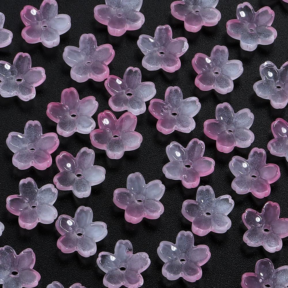 50pcs 10.5mm Cherry Blossom Lampwork Beads Colorful Glass Loose Bead For Jewelry Making DIY Crafts Bracelet Necklace Accessories