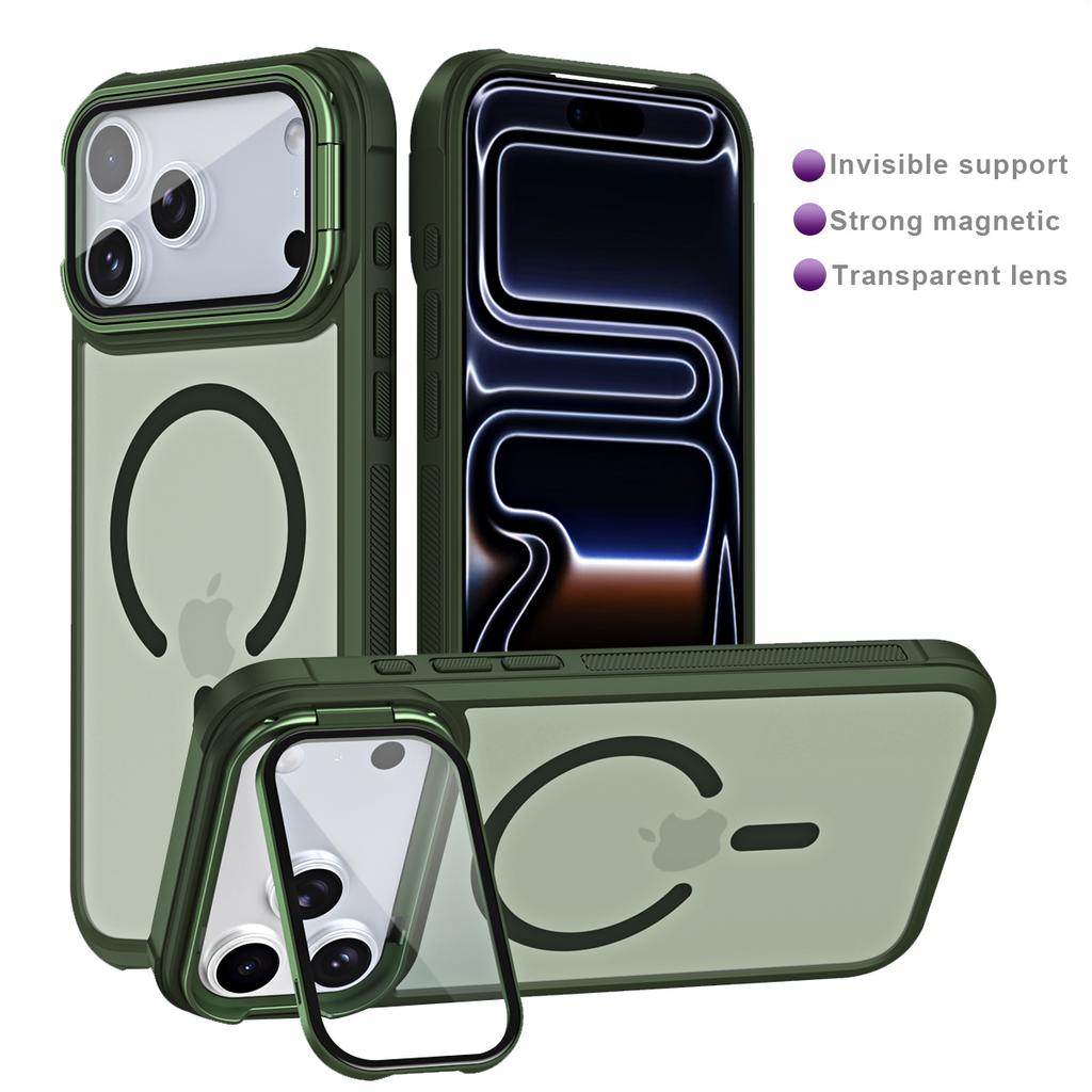 Skin Feel Strong Magnetic Acrylic Stand Phone case For iPhone 17 Pro Max 16 Plus 15 14 13 12 11 Shockproof For MagSafe Cover