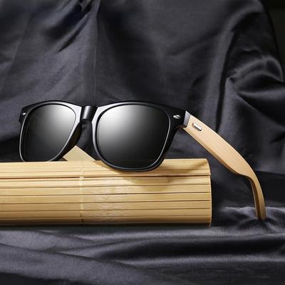 Fashionable Bamboo Wood Sunglasses Men Women Classic Square Vintage Driving Sun Glasses Black Fishing Eyewear UV4 Eyepieces