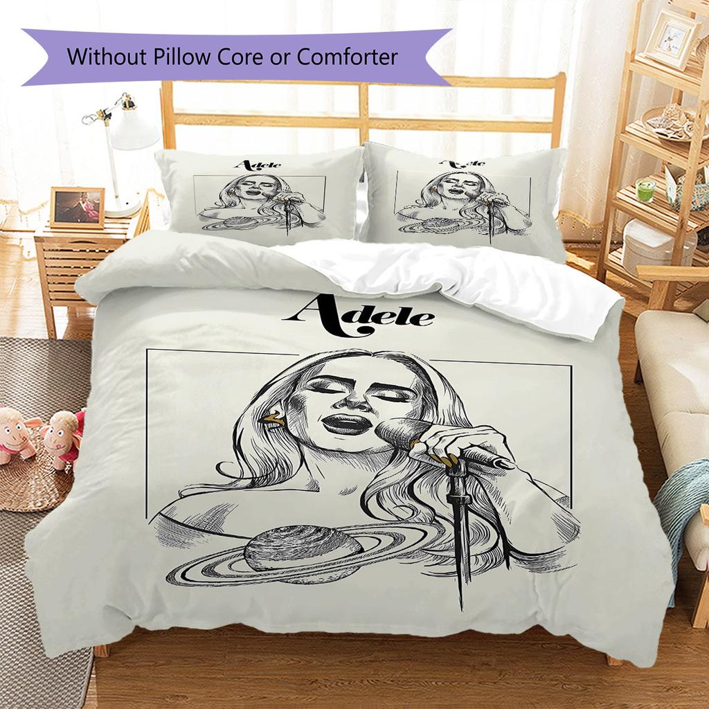 Adele Pattern Bedding,Quilt Set Quilt Cover Pillowcase Home Birthday Gift(1 * duvet cover + 2 * pillowcase, without core)