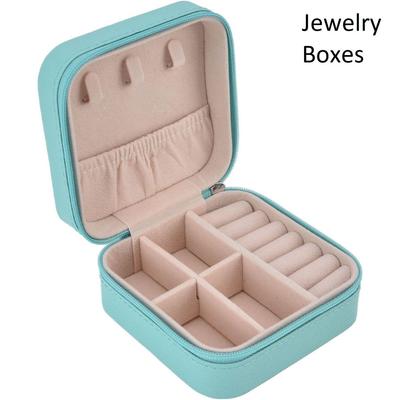 Οργανωτής Κοσμημάτων PU Δέρμα Φερμουάρ Φορητό Κουτί Αποθήκευσης Θήκη με Διαχωριστικά Δοχείο για Δαχτυλίδια, Σκουλαρίκια, Κολιέ Οικιακός Οργανωτής, (Μπλε)